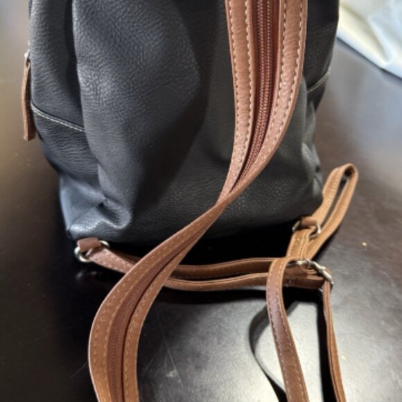 Rosette Black Backpack Brown 2 tones Good Condition zipper packets wallet - Picture 5 of 5